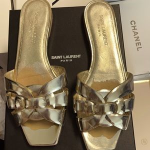Saint Laurent Gold Sandals